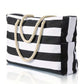 Custom Beach Bag Striped Canvas Tote