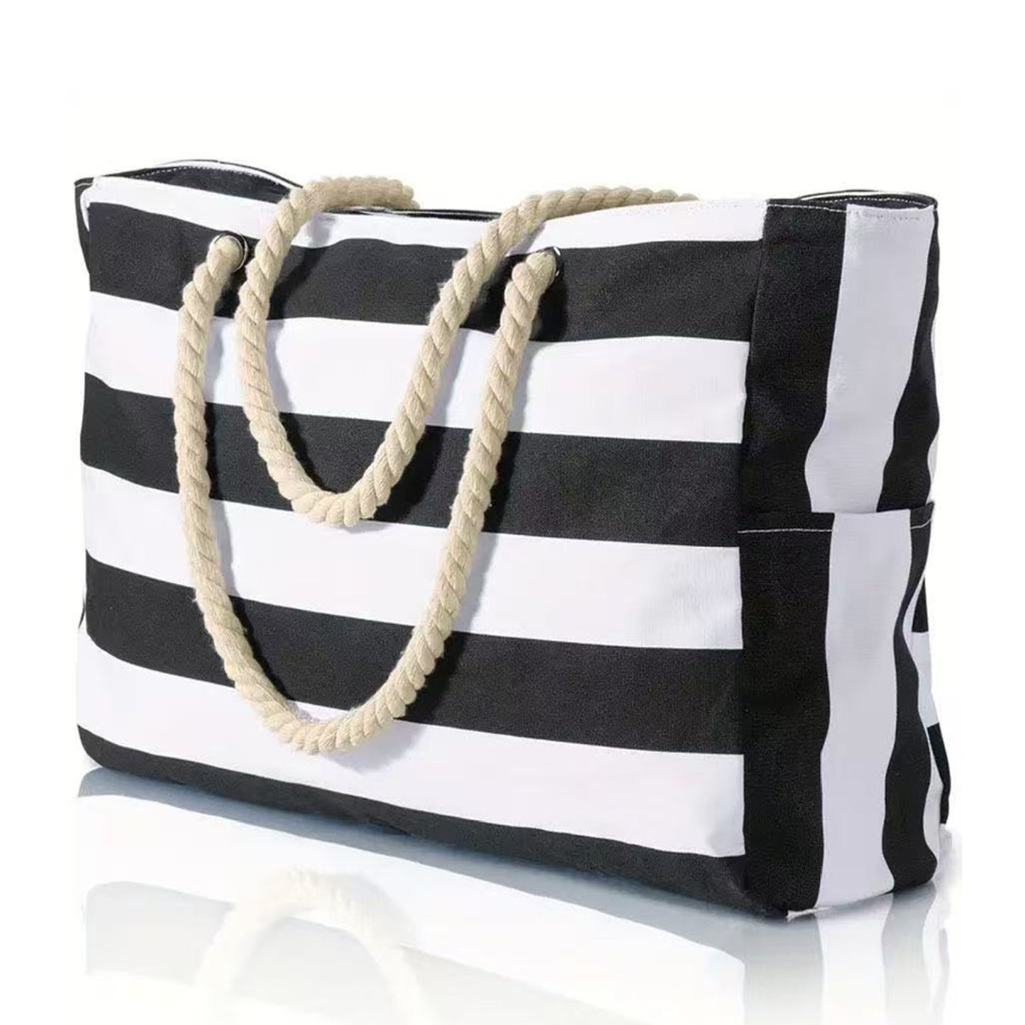 Custom Beach Bag Striped Canvas Tote