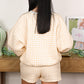Plaid Baggy Pullover Drawstring Casual Shorts 2pcs Outfit
