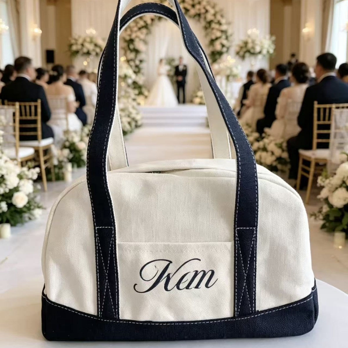 Personalized Embroidered Monogram Canvas Tote