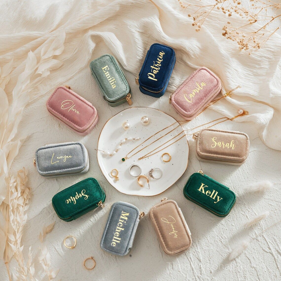 Custom Name Mini Velvet Jewelry Case