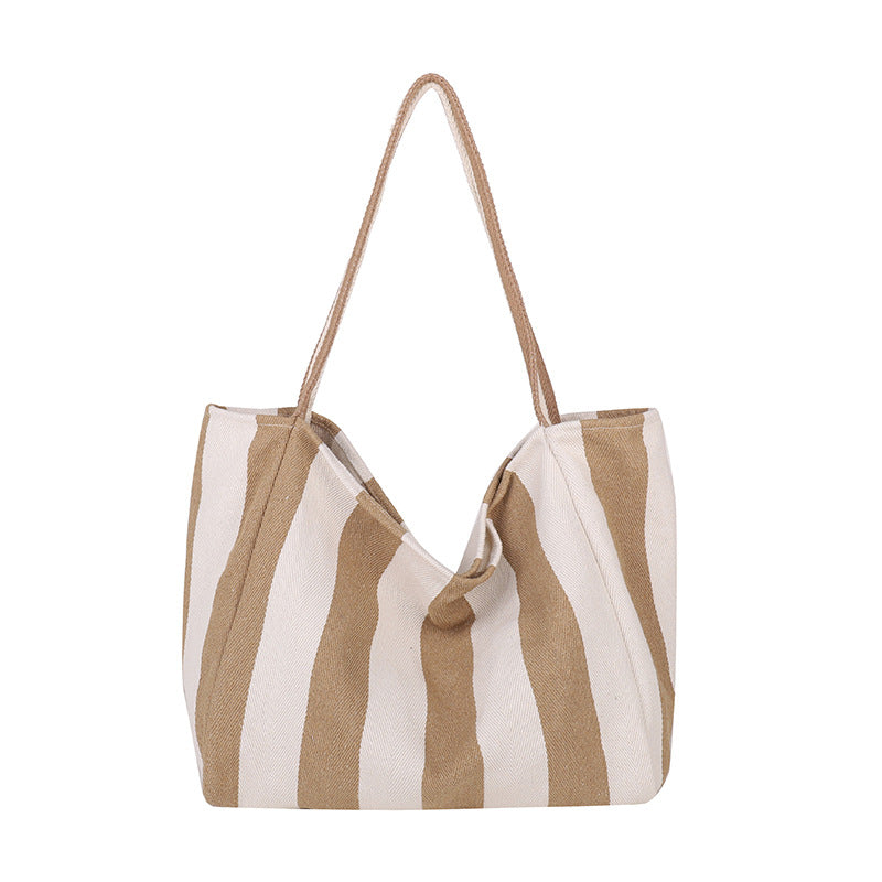 Large Capacity Striped Canvas Bag