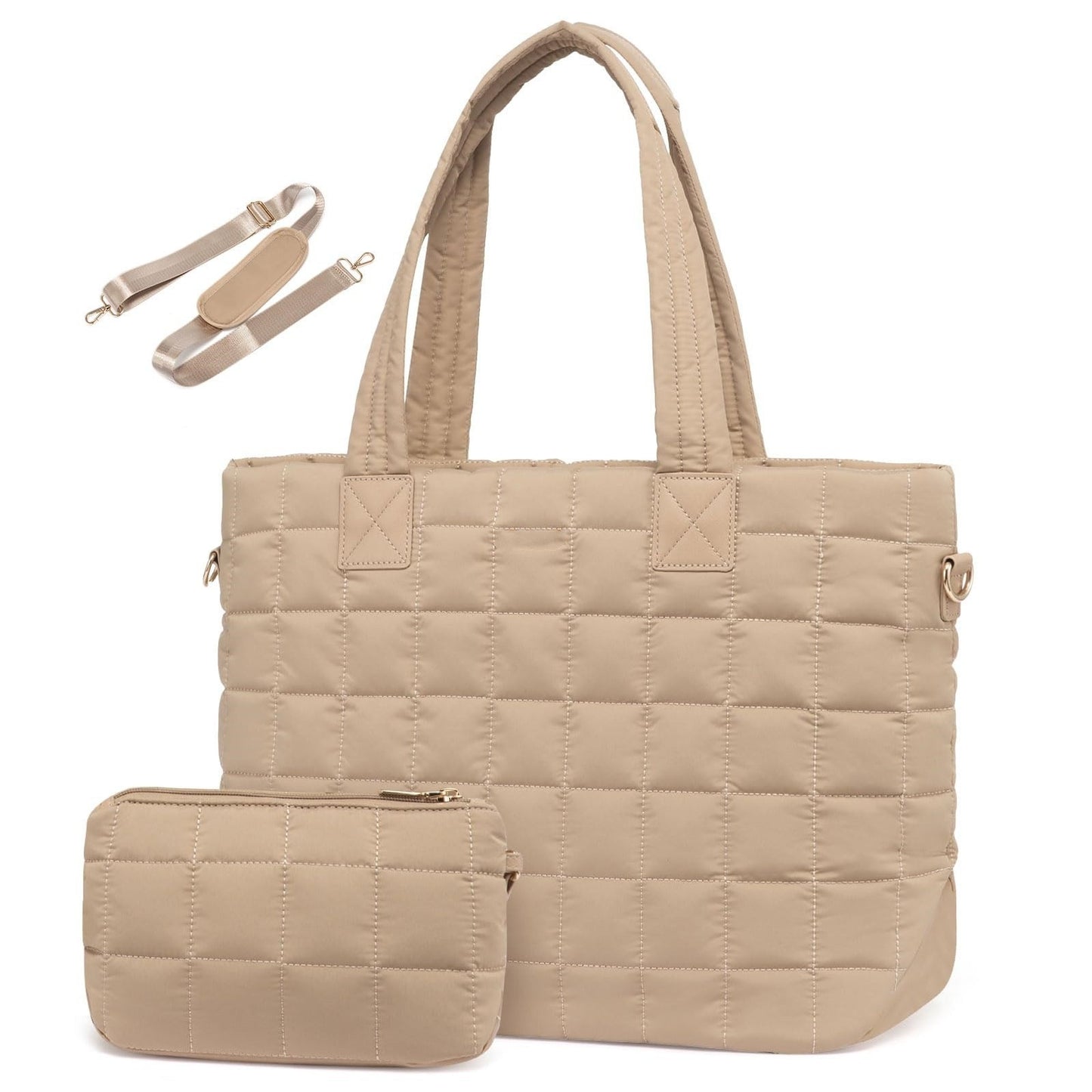 Down Handbag Quilted Zipper  Fluffy Work Tote Bag