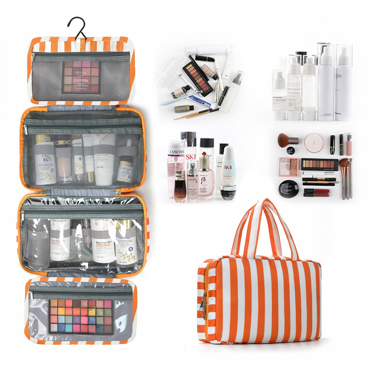 Foldable Hanging Toiletry Bag Wet & Dry Separation Cosmetic Organizer