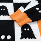 Black Geometric Ghost Print Drop Shoulder Knit Cardigan