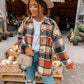 Long-sleeved Lapel Loose-fitting Women's Plaid Shirt