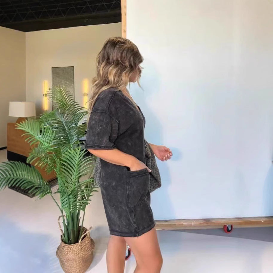 Mineral Wash Pocket Romper