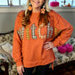 Flamingo Halloween Witchy Plaid Slogan Embroidered Patch Tunic Sweatshirt