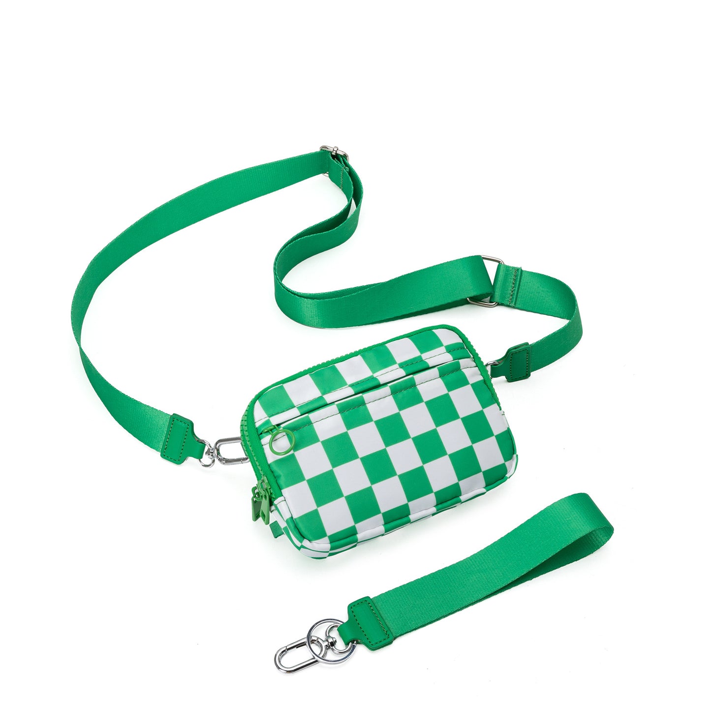 Nylon Double Compartment Crossbody and Wristlet