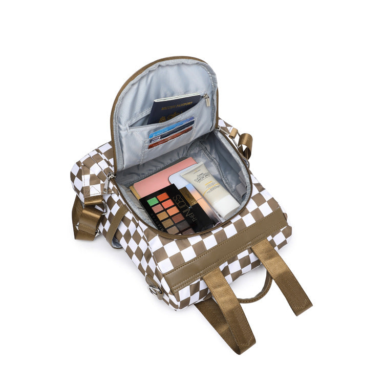 Convertible Checkered Backpack Purse — 2-in-1 Fashion Shoulder Bag