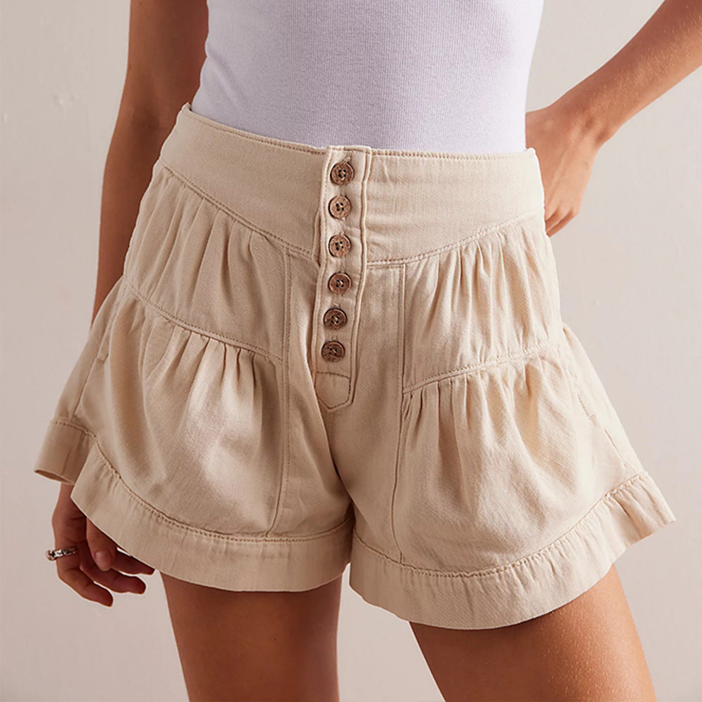 Ruffled Denim Shorts