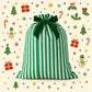 Custom Personalized Striped Christmas Drawstring Gift Sack