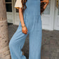 Textured Pocket Wide-leg Overalls