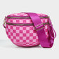 Checkered Crossbody Bag with Detachable Pouch