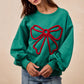 Crew Neck Bow Tie Embroidered Sweatshirt