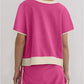 2Pcs Set Colorblock Edge Drop Shoulder T Shirt and Skirt