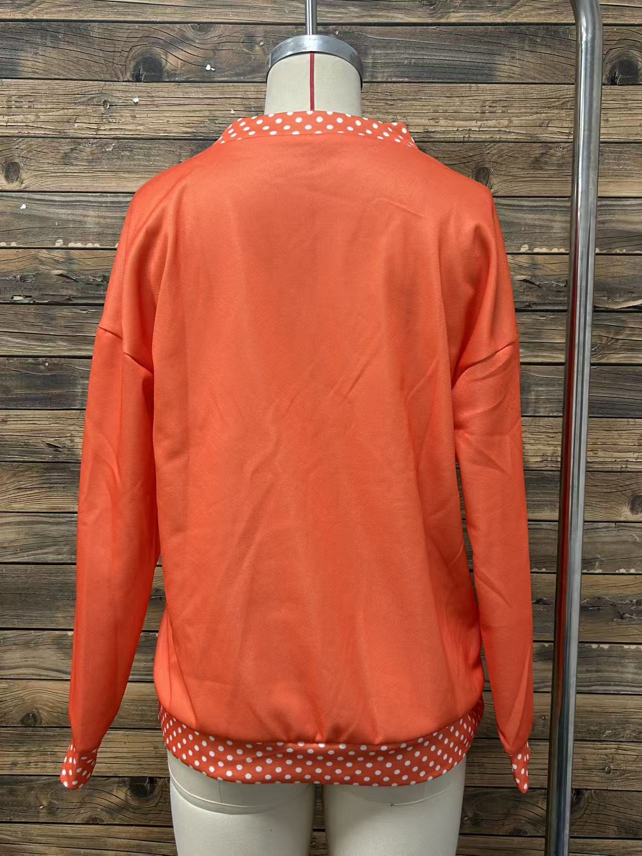Polka Dot Contrast Trim Oversized Sweatshirt