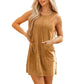 Corduroy Sleeveless Mini Dress With Patched Pockets