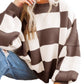 Women's Plus-Size Loose-Fit Color-Block Long-Sleeve Crew-Neck Knit Sweater