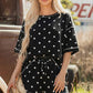 Polka Dot Short Sleeve Loose Top Drawstring Shorts Set