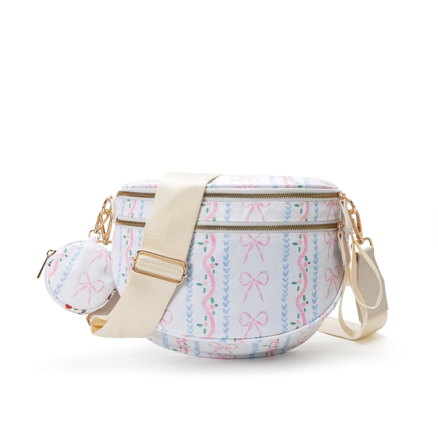 Nylon Crossbody Bags Bum Bag with Detachable Coin Pouch