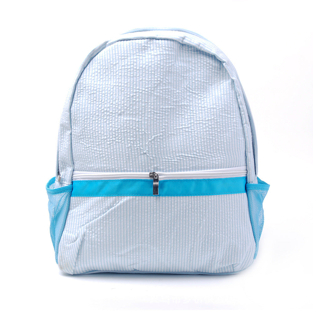 Custom-Embroidered Seersucker Kids' Backpack / Students Schoolbag