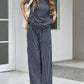 Stripe Round Neck Tee and Pant Set
