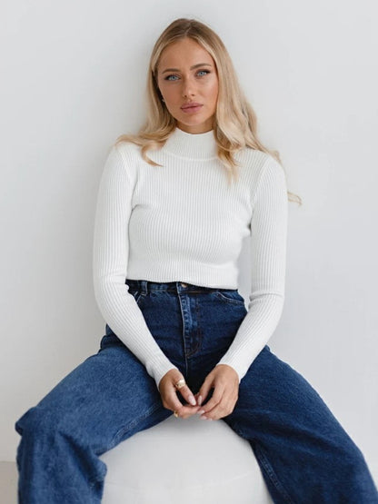 Basic Solid Color Half Turtleneck Sweater