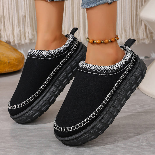 Thick-Soled Warm Ethnic Style Half-Slip
