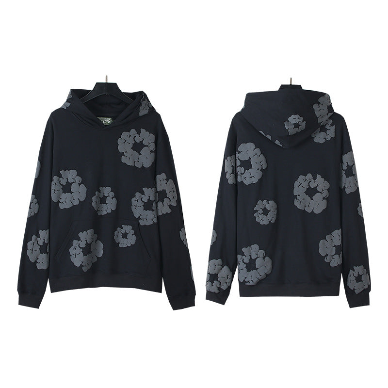 Foaming Printed Loose Hoodie