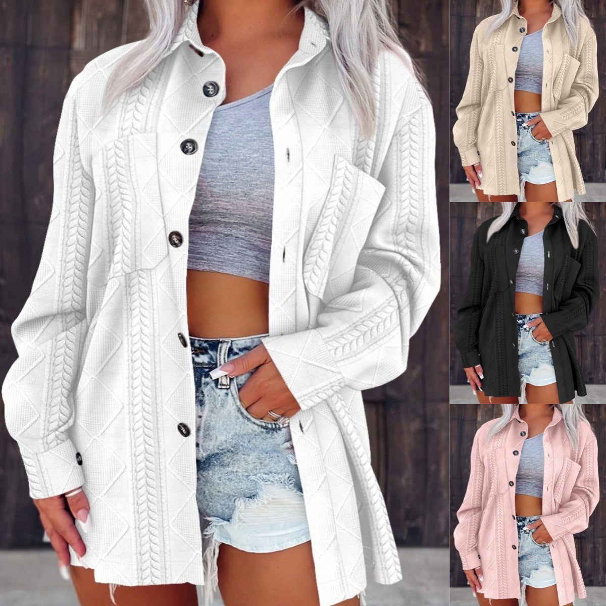 Women's Collared Knit Cardigan