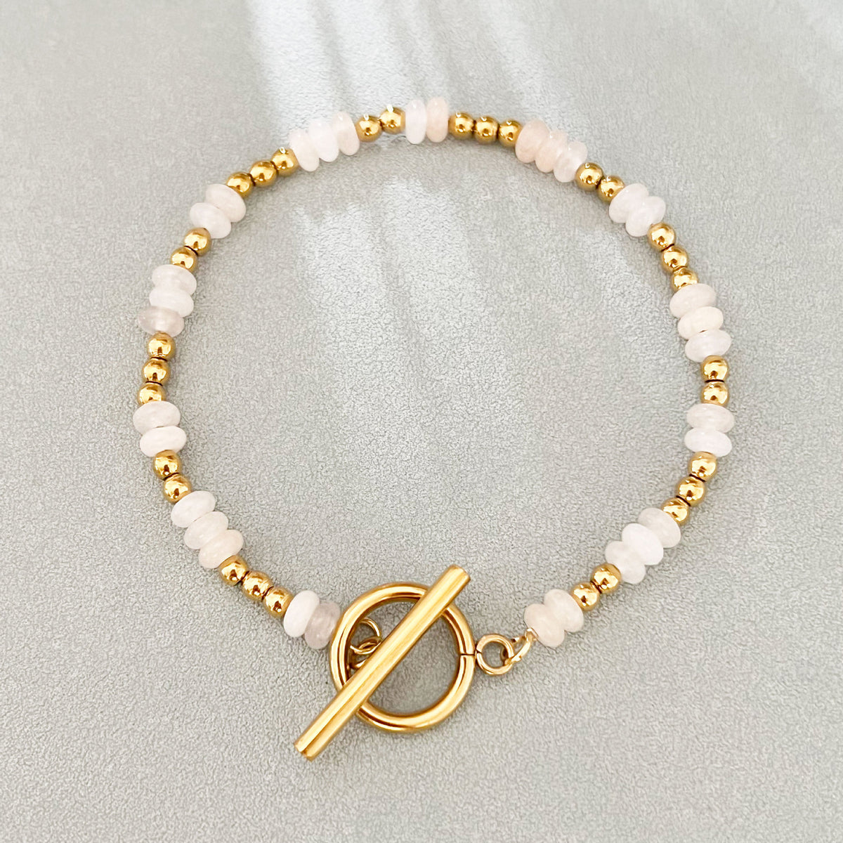 Dainty Gemstone & Gold Bead Bracelet