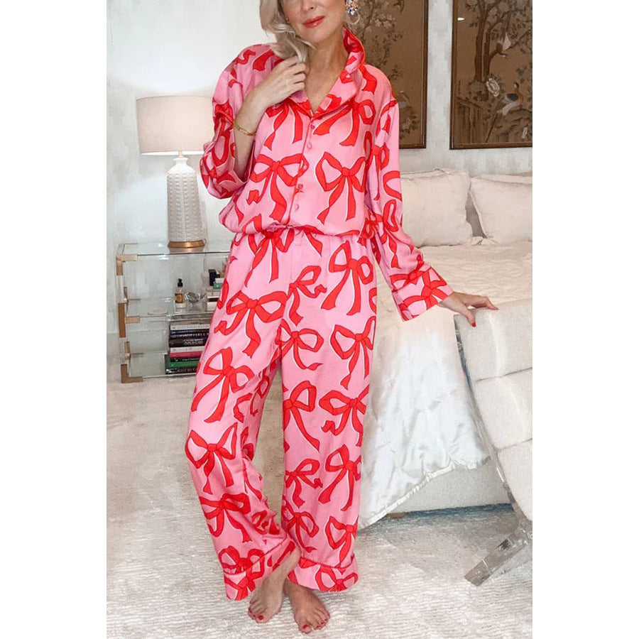 Bow Satin Pajama Set