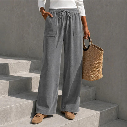 Women's High-Waisted Corduroy Wide-Leg Pants