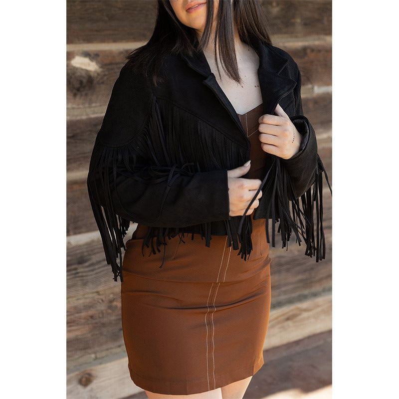 Suede Fringed Coat