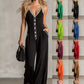 Women's V-Neck Backless Wide-Leg Jumpsuit