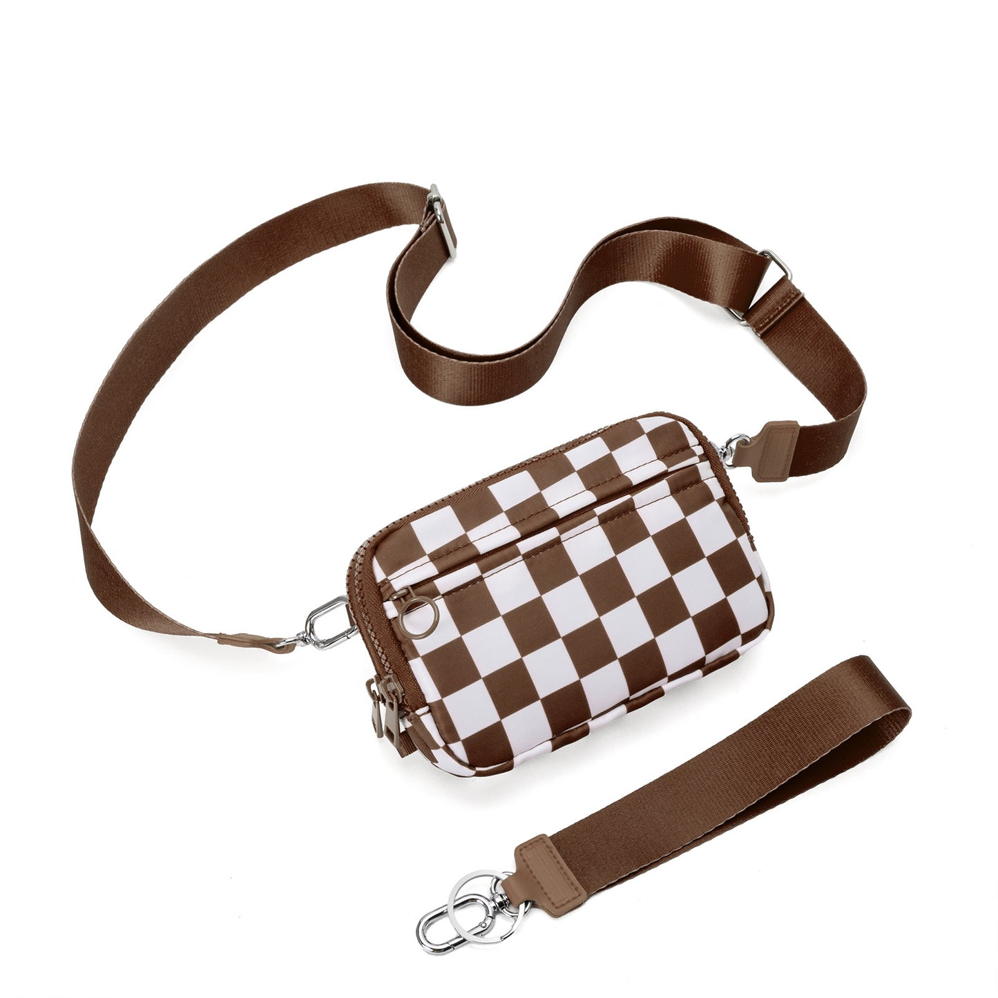 Nylon Double Compartment Crossbody and Wristlet