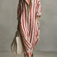 Stylish Long Striped Cardigan-Style Dress for Women