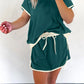 2Pcs Set Colorblock Edge Drop Shoulder T Shirt and Skirt