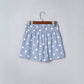 Polka Dot Print Shirred High Waist Casual Shorts