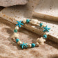 Marine Style Starfish Shell Turquoise Shell Beaded Chain Stretch Bracelets