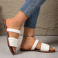 Woven Band Faux Leather Flat Slippers