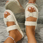 Pearled Heart Shape Ribbed Flat Slippers