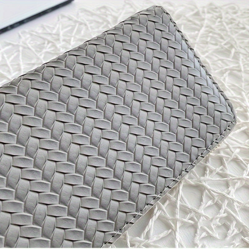 Vagan Leather Woven Zip-Around Clutch Wallet