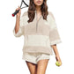 Striped Short-sleeved Oversized Shorts Two-piece Suit