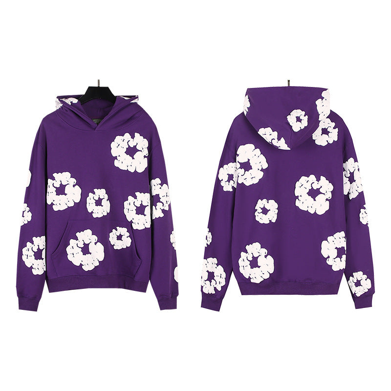 Foaming Printed Loose Hoodie