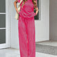 Stripe Round Neck Tee and Pant Set