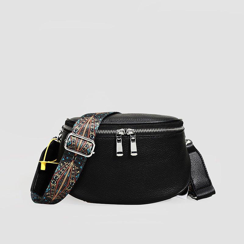 Zipper PU Leather Crossbody Bag