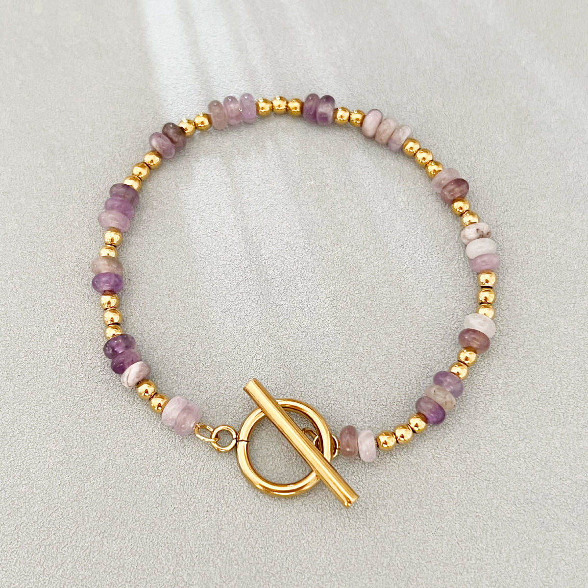 Dainty Gemstone & Gold Bead Bracelet