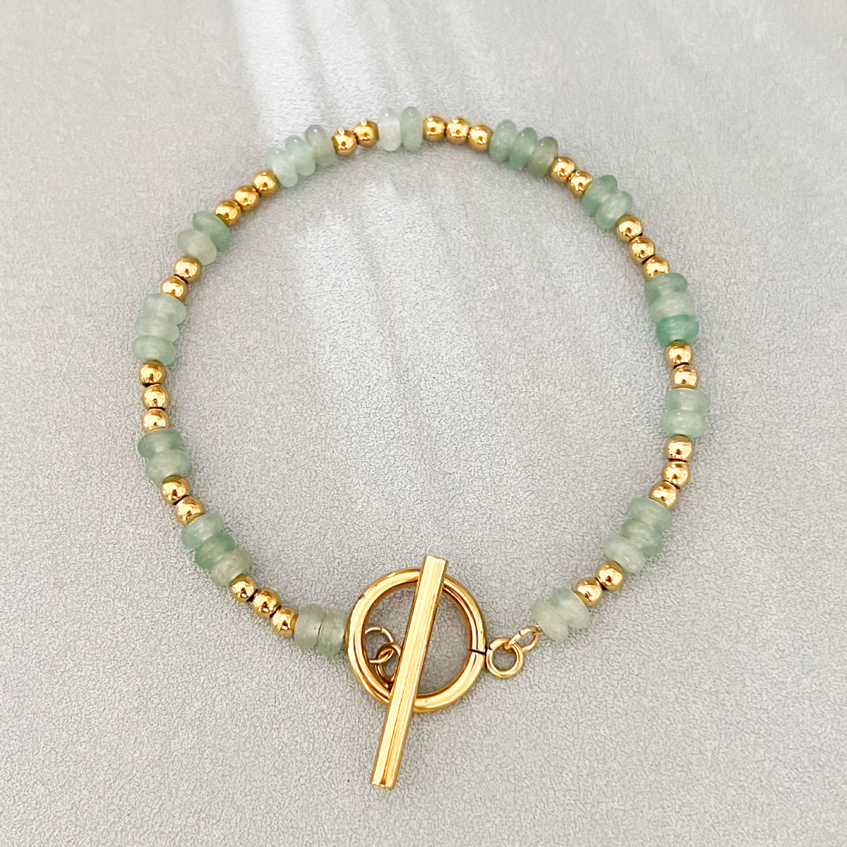 Dainty Gemstone & Gold Bead Bracelet